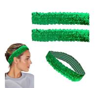 2 Pcs Sequin Headband, 5cm Elastic Sparkly Headband, Non-Slip Bling Sport Head Band (green)