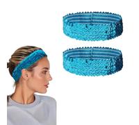 2 Pcs Sequin Headband, 5cm Elastic Sparkly Headband, Non-Slip Bling Sport Head Band (lake blue)