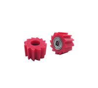 2 Pcs Serrated Motorbike Chain Rollers Tensioner Pulley Wheel Guide Standard Parts Compatible With Dirt Street Bike Motorcycle(8mm Red)