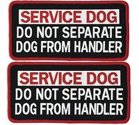 2 PCS Service Dog Do Not Separate Service Dog from Handler Tactical Military Morale Badge Emblem Embroidered Fastener Hook & Loop Patches Appliques for Harnesses Vests 4" x 2" Sized