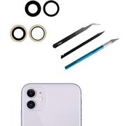 2 Pcs/Set 11 Camera Glass Lens Replacement for iPhone 11 Back Rear Camera Glass Lens Cover Replacement+Repair Tool Kit, Anti-Lens Scratch & Waterproof