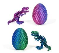 2 PCS Set 3D Printed Dragon with Articulated Bones, 3D Printed Toy , 3D Printed Dragon Eggs with Dragon Inside, 3D Printed Dinosaur , 3D Animals Fidget Toys ,Home Office Decor, Gifts (Purple+Blue)