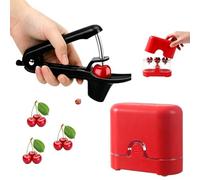 2 PCS Set Cherry Pitter, Cherry Destoner Tool with Red and Black Handles, Efficient Cherry Pip Remover for Kitchen Baking and Fruit Preparation, Compact Design for Easy Storage and Handling