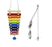 2 Pcs/Set Chicken Xylophone Toy With Bells 8 Metal Keys Hens Skewer Fruit Holder Hanging Feeder Pet Rainbow Ball Foam Balls Pets Dog Training Treat Minis Interactive Soft Balls For Pet