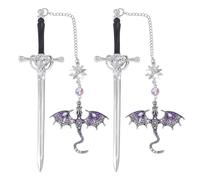 2 Pcs/Set Creative Bookmarks Fantasy Dragon Page Markers Reading Bookmarkers Dragon Swords Bookmarks Metal Fantasy Metal Page Marker Reading Swords