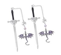 2 Pcs/Set Creative Bookmarks Fantasy Dragon Page Markers Reading Bookmarkers Dragon Swords Metal Metal