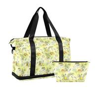 2 Pcs Set Gym Duffel Bag Summer Olive Dirty Cocktail Overnight Weekender Bags with Toiletry Bag for Business Trips