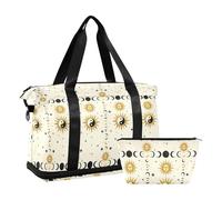 2 Pcs Set Luggage Travel Bag Tarot Sun Moon Yin Yang Space Carry on Bag with Adjustable Strap for Workout