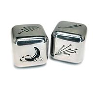 2 Pcs/Set Moon & Meteor Dice - Crafted from Stainless Steel,Large 1-Inch Cubes, Laser-Etched for Durability, Perfect Gaming Accessory