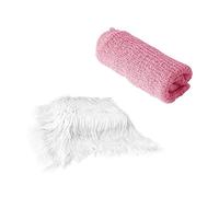 2 Pcs/set Newborn Photography Props, DIY Newborn Infant Blanket Swaddle Wrap Set Soft Faux Fur Photography Backdrops Mat Rug for Baby Boys Girls