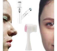 2 Pcs Set Non-Invasive Mole Removal Pen, Facial Cleansing Brush, Scrubber,Wart Remover for Face ,Body, Skin Tag Remover Pen, Blemish Removal Tool, Skin Tag Removal Kit, Precision Applicator (Pink)