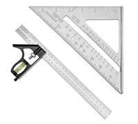 2 Pcs Set Square Carpentry,Square Tool Carpenters Combination,Carpentry Tools,A Activity Combination Angle Ruler Built in Bubble Level and A 90 Degree Imperial Triangle Ruler