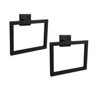 2 Pcs Set Square Wall Mount Towel Rings Bathroom Towel Rack Lavatory Holder Hang Coat Hands Towel Racks for Stainless Steel Materials (Matte Black)
