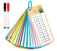2 Pcs Set Times Tables Flash Cards, Times Tables Poster, Times Table Addition Flash Cards with 4 Dry Erase Pens Educational Math Flashcards for 1st to 3rd Grades