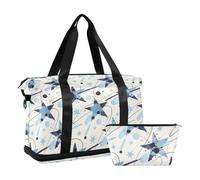 2 Pcs Set Travel Bag Light Blue Star Spot Weekender/Overnight Duffel with Adjustable Strap for Workout