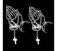 2 Pcs/Set White Hands Praying Pearl Jesus Car Sticker, Personalized Rosary Car Sticker, Waterproof Christ Decal Stickers Bumper Stickers for Laptop Motorcycle Door Wall Decoration