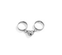 2 Pcs/Set Women Men Punk Couple Adjustable Rings Cuban Chain Charm Rings For Lovers Heart Attract Paired Jewelry GiftNice Design