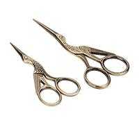 2 Pcs Sewing Scissors Embroidery Scissors Vintage Stork and Crane Shape Bronze Stainless Steel