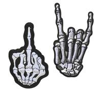 2 Pcs Shaka Gesture Skull Hip-Hop Funny Patch Military Embroidered Fastener Iron On Sew On Applique Emblem Tactical Flag Patches for Clothes,Jeans,Backpacks,Jacket,Hats,Vest,Bags