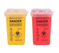 2 PCS Sharps Bin, 1L Small Sharps Container - Puncture-Proof Needle Disposal Box with Secure Locking Lid, Portable Travel Sharps Bin for Needles, Medical Waste,Tattoo Supplies,Home Use (Red & Yellow)