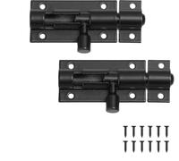 2 Pcs Shed Door Locks Heavy Duty Black Door Bolt Barrel Sliding Latch Lock Durable Slide Bolt with Screws for Shed Doors Gates and Outhouse Doors，Black (2 inch（630mm）)