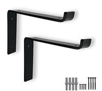 2 Pcs Shelf Brackets Heavy Duty for Scaffold Board Shelving - Industrial Style Downward Support Steel (Black, 2 Pcs)