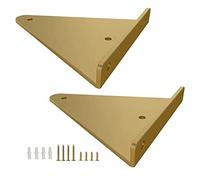 2 Pcs Shelf Brackets,Metal Triangle Shelf Supporter,Retro Wall-mounted Shelving Brackets,Golden Angle Bracket, Brackets for Floating Shelves,With Screws and Expansion Tube,Gold-17×13cm/6.7×5.1in