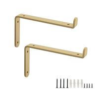 2 Pcs Shelf Brackets with Lip Heavy Duty Shelf Supports Brackets Metal Wall Mounted Floating Storage Shelves Brackets for Scaffold Board Shelving,with Screws,Gold (250mm(9.8in))