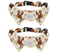 2 Pcs Shirt Style Dog Collars, Vintage Western Wild Cowgirls Horses Rodeo Adjustable Pet Collar with Bow Tie, Cute Cat Bow Tie Ring for Small Medium Boys Girls Cats Dogs Puppies