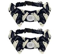 2 PCS Shirt Style Paw Dog Collar, Halloween Ghost Adjustable Bow tie Dog Collar, Elegant Pet Bowties for Small Puppy and Cats, Length 11.2-12.2 Inches