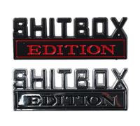 2 Pcs Shitbox Edition Emblems,3D Letter Car Emblem Badge Metal Logo Auto Sticker Decal,Self-Adhesive Fender Badge Decal Stickers Replacement for Most Car Truck SUV
