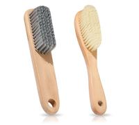 2 PCS Shoe Brushes, Shoe Scrubbing Brush with Wooden Handle Soft Bristle Cleaning Brushes for Cleaning Shoes, Clothes, and Countertops