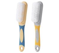 2 Pcs Shoe Cleaning Brush Boot Clothing Scrubbing Washing Brush with Handle Yellow Blue 20 cm