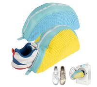 2 PCS Shoe Washing Machine Bag Shoes Wash Bag Laundry Shoe Bag for Washer & Dryer Trainer Shoe Cleaning Bags 360° Wrap-Around Cleaning for Sneakers, Trainers, Running Shoes & Delicates (Yellow, Blue)