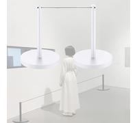 2 Pcs Short Mini Stanchions, 2.5mm Diameter Crowd Control Safety Post | Heavy-Duty Cast Iron Base, Silent Wool Felt Pad; Suitable for Museums, Art Galleries, and Similar Venues(White)