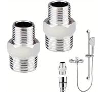 2 PCS Shower Hose Connectors, Male to Female Threaded Connector Accessories Fittings, Reducing Nipple Shower Connector, Water Pipe Plumbing Fittings, Reducing Nipple Shower Adapter