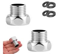 2 PCS Shower Hose Reducer Adapter 3/4 to 1/2 Inch, Chrome-Plated Brass Shower Connector Fittings with 4 Gaskets, Leak-Proof Universal Adapters for Showerheads & Hoses