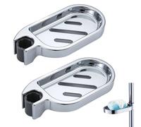 2 Pcs Shower Soap Dish, Clip On Adjustable for Shower Hollow Out Kitchen Sink Storage Rack Shower Rail Soap Dish Suitable Shower Rail Soap Holder for Kitchen Bathroom