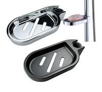 2 Pcs Shower Soap Dish, Shower Soap Holder, Shower Rail Soap Dish, Clip On Adjustable, Rustproof & Waterproof, Silver, Rectangular, Abs, 8.5 * 17cm, Shower Rail Soap Holder