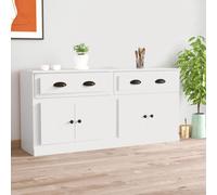 (white) vidaXL Sideboards Storage Cabinet Cupboard Highboard 2 pcs Engineered Wood