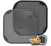 2 PCS Silicon Splatter Shield for Ninja Crispi Air Fryer Heat-Resistant Splash Guard,Protector for Ninja Crispi Accessories,Crisp Containers,and Replacement Parts Protects from Oil Kitchen Black&Grey