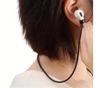 2 Pcs Silicone Anti-Lost Strap for Wireless Earbuds, Universal Sports Neckband Lanyard Cord, Skin-Friendly Elastic Earphone Holder String for Running, 55cm (Black & White)