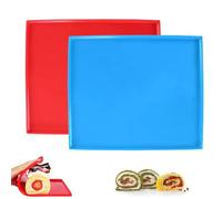 2 Pcs Silicone Baking Trays, Swiss Roll Baking Mat, Silicone Baking Tray Rolling Mat, Silicone Cake Roll Mat, Non-Slip Silicone Baking Tray, for Cooking, Baking, Dough, 31 * 26 * 0.9cm