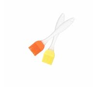 2 Pcs Silicone Basting Brush Set Heat Resistant Pastry and Grill Oil Brush for Baking, BBQ Food Preparation Non Stick Cookware Safe Orange Yellow
