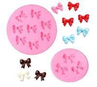 2 PCS Silicone Bow Molds for Chocolate, 2 Styles Bow Chocolate Mold, Silicone Bows Mould for Cakes, Candy, Fondant,Clay, DIY Desserts