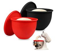 2 PCS Silicone Bowl Liners for 5 Qt Kitchen Aid,Silicone Stand Mixing Bowl Liner for Baking/Cooking, Anti-Slip, Reduces Noise and Vibration, and is Easy to Install (Red, Black)