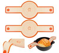 2 PCS Silicone Bread Sling for Dutch Oven,Reusable Baking Mat with Extra Wide and Long Handles,Non Stick and Non Slip Silicone Baking Mat for Transferring Sourdough (Red)