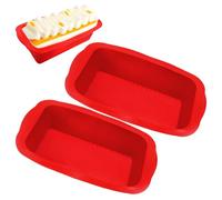 2 Pcs Silicone Cake Moulds, Rectangular Baking Tray, Non-Stick Brownie Pan Flexible Cake Pan for Cheesecake, Brownie, Cake, Bread, Chocolate Pie, 24.5×8.2×6.2cm (Red)