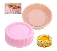 2 Pcs Silicone Cake Moulds, Round Baking Tray, Non-Stick Brownie Pan Flexible Cake Pan for Cheesecake, Brownie, Cake, Bread, Chocolate Pie, 21×18×6.5cm (2 Colors)