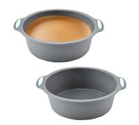 2 PCS Silicone Cake Tins, 6 inch Round Cake Moulds for Baking Non-Stick Silicone Baking Trays BPA Free for Cheesecake, Layer Cake (Grey, 19.5x17.5x5.5cm)